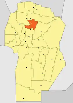 Location of Totoral Department in Córdoba Province