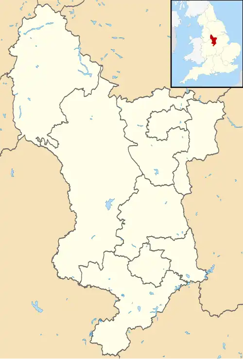 Maps of castles in England by county: B–K is located in Derbyshire
