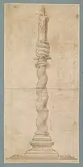 Renaissance design of a candlestick in form of an Ionic Solomonic column, circa 1530-1546