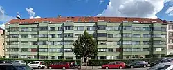The Green Funkis Building shown as a panorama