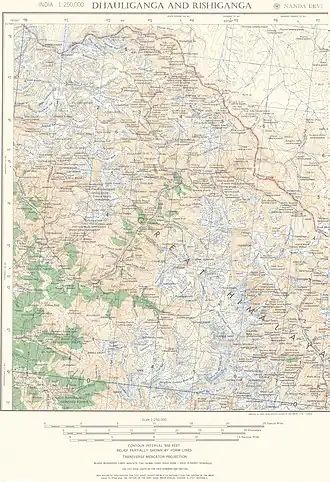 The Rishiganga and Dhauliganga river valleys in the Himalayas.