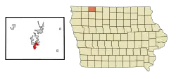 Location of Milford, Iowa