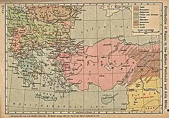 Distribution of ethnic groups in the Balkan Peninsula and Asia Minor in 1910 (Historical Atlas by William R. Shepherd, New York)