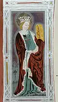 Saint Catherine in a 15th-century fresco on the St. Jacob church in Urtijëi, Italy.