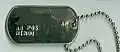Military ID tag, modern, name and serial number blurred out, designation: Hindu