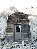 Refuge Bivouac du Dolent (Fiorio Refuge) on southern (Italian) side of the mountain