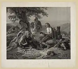 Don Quixote with the Shepherds, after Adolph Schroedter. (1845)