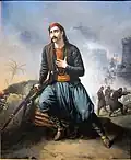 "Death of a Greek soldier during the siege of Tripolizza" by Henri Serrur