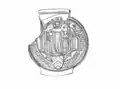 Seal of the Chapter of Soignies depicting Saint Vincent and his two sons, Landry and Dentelin.