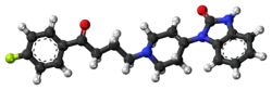 Ball-and-stick model of droperidol