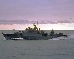 East Germany Koni class frigate Berlin underway during NATO Exercise BALTOPS '85, on 1 October 1985