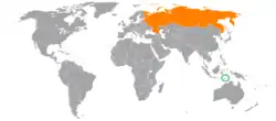 Map indicating locations of Timor-Leste and Russia