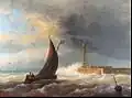 Entering the harbour by Egide Linnig (mid-19th century)