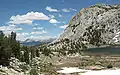 Southwest aspect of Fletcher Peak (right) with Vogelsang Lake