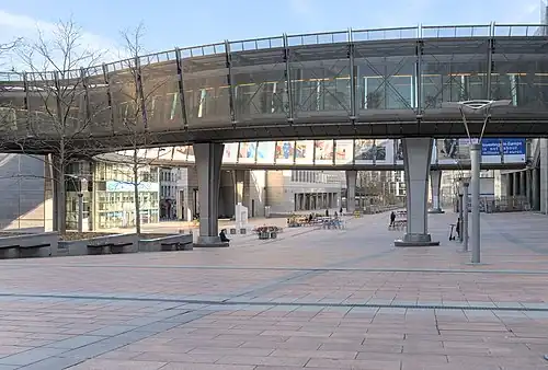 The circular Konrad Adenauer footbridge (part of Simone Veil Agora)