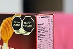 Close-up of a box of cereal.