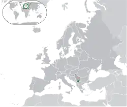 Map showing Kosovo in Serbia