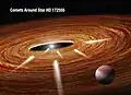 Artist's impression of exocomets plunging into young star HD 172555.[41]
