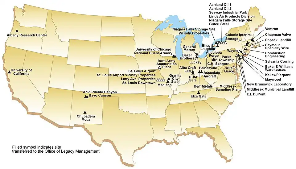 FUSRAP Sites Map