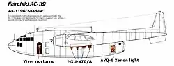 Armament layout of AC-119G Shadow.