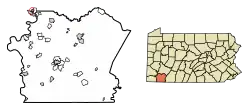 Location of Belle Vernon in Fayette County, Pennsylvania.