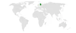 Map indicating locations of Finland and Taiwan