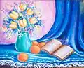Flores con libro