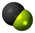 Space-filling model of the fluoromethylidyne radical