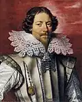 A French nobleman wearing a piccadill, painted by Frans Pourbus the Younger c. 1610 to 1620