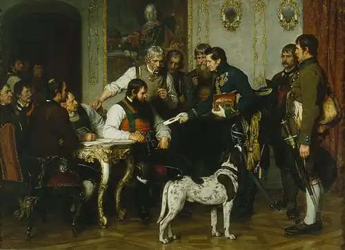 Andreas Hofer mit seinen Beratern in der Hofburg in Innsbruck, 1879