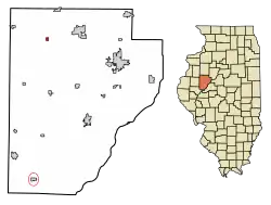 Location of Ellisville in Fulton County, Illinois.