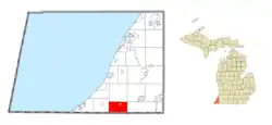 Location within Berrien County (red) and the administered village of Galien (pink)