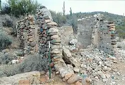 Different view of the ruins of the Burfind Hotel in Gillett