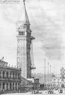 Looking North, the Campanile under Repair