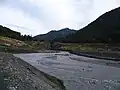 Glines Canyon Dam (removed) from inside reservoir, Oct 2014