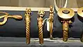 Gold and Icon shaped pagan bracelets from the Treasure of Dush in the NMEC in 2023