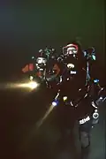 Gordon Smith and Natasha Dickinson with his prototype rebreathers