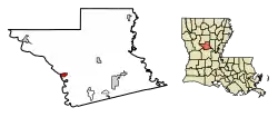 Location of Colfax in Grant Parish, Louisiana.