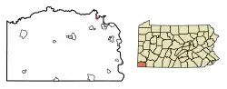 Location of Clarksville in Greene County, Pennsylvania.