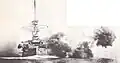 The battleship HMS Illustrious fires her 12-inch (305&nbsp;mm) Mark VIII guns during gunnery practice.