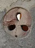 Hagioscope, old church of Saint-Maurice, Freyming-Merlebach, Moselle, France