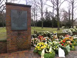 On a monument to Neuengamme victims in Hamburg, where the letters KZ are not nationality-letters, but rather are the German abbreviation for Konzentrationslager (concentration camp)