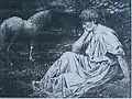 Zeichnung Sinnendes Mädchen / Frau mit Schimmel
