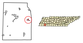 Location of Hornsby in Hardeman County, Tennessee.