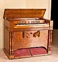 Flattop harmonium (c. 1865) by Alexandre Debain, a French inventor of the harmonium (patented in 1842)[49]