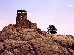 Fire lookout tower at the summit