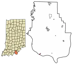 Location of Mauckport in Harrison County, Indiana.