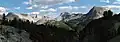 Left to rightː Haystack Mountain, East Temple Peak, Temple Peak, Schiestler Peak
