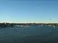 Looking towards the head of Iron Cove with Cockatoo Island in the distance