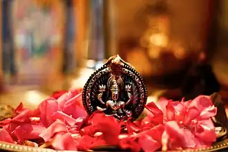 Lakshmi adorned with lotus petals